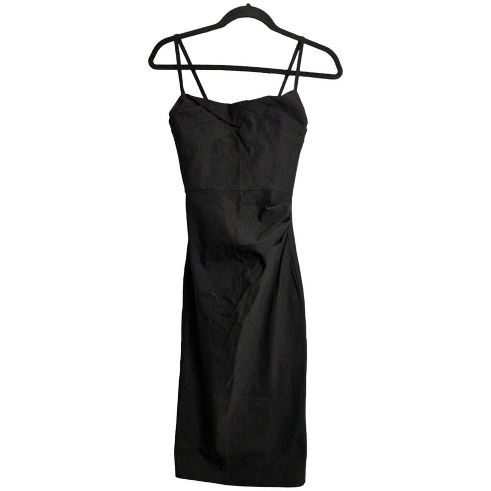 Stop Staring Black Sleeveless Bodycon Midi Dress Spaghetti Straps Size Small